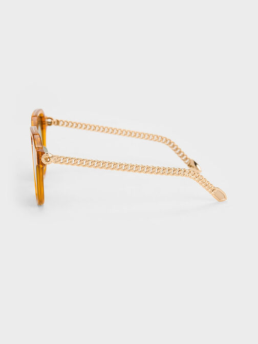 Recycled Acetate Chain-Link Sunglasses, Orange, hi-res