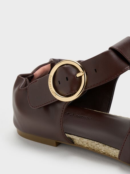 Caged Flat Espadrilles, Maroon, hi-res