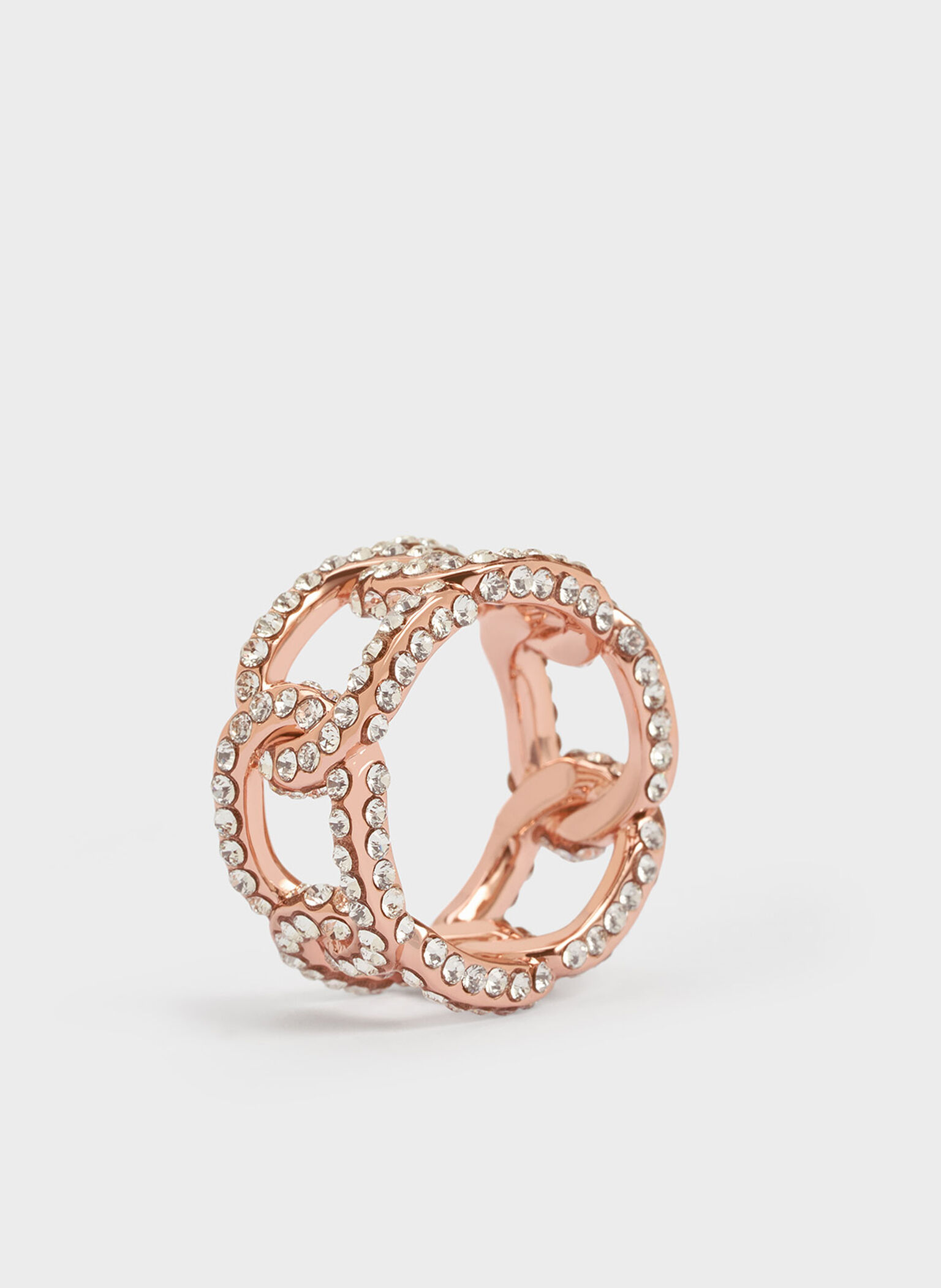 Anillo Gabine de cadena con cristal de Swarovski, Oro rosa, hi-res