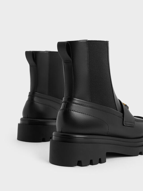 Botas Chelsea Gabine tipo mocasín de cuero, Negro, hi-res