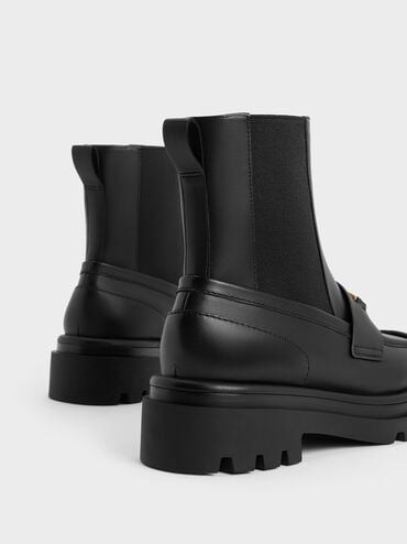 Gabine Leather Loafer Chelsea Boots, Black, hi-res