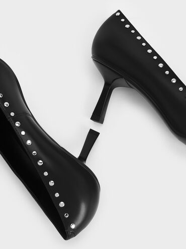 Studded Mary Jane Pumps, Black, hi-res