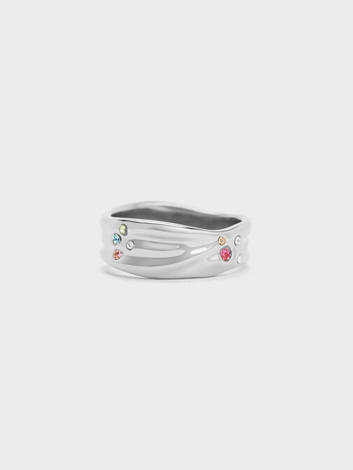 Orinda Crystal Sculptural Ring, Silver, hi-res