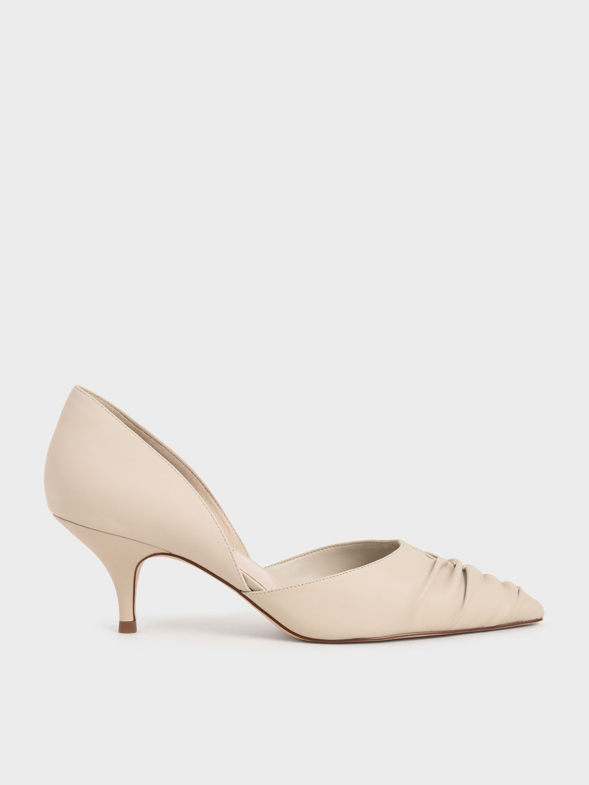 Taupe Ruched D'Orsay Court Shoes - CHARLES & KEITH International
