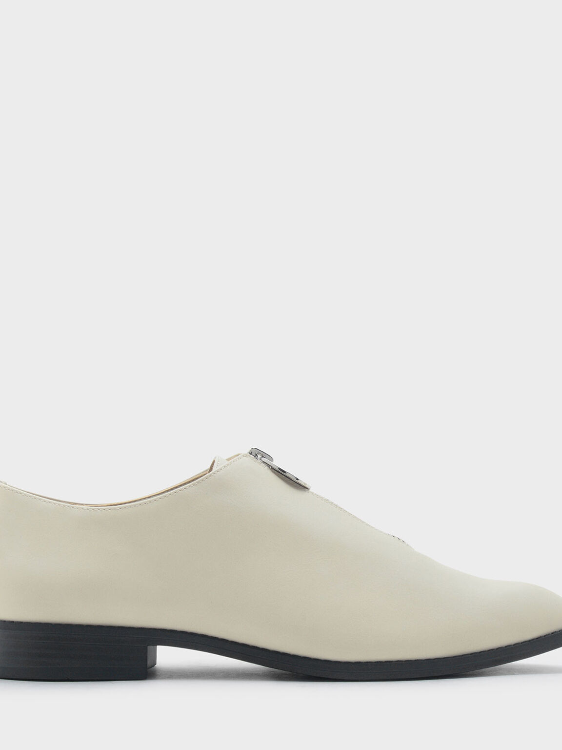 Zip Detail Loafers, Chalk, hi-res