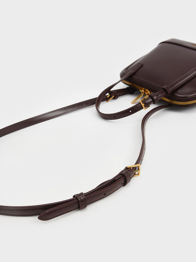 Enola Structured Top Handle Bag, Dark Oak, hi-res