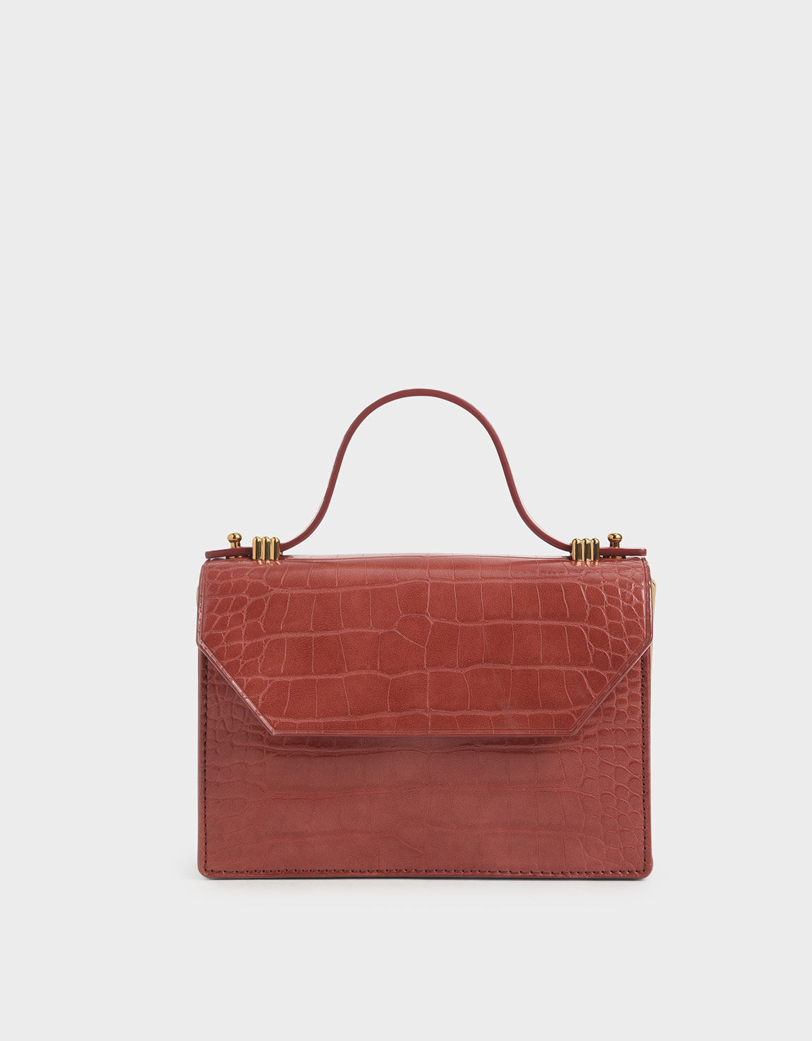 Clay Croc-Effect Mini Top Handle Clutch