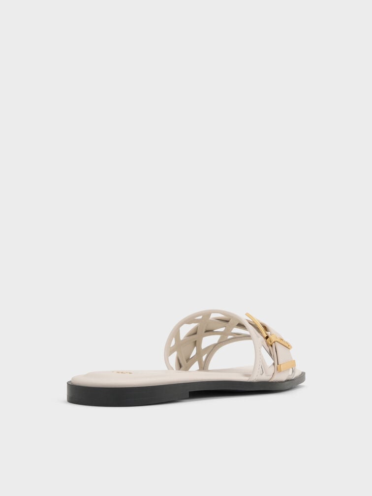 Whitney Leather Cut-Out Slide Sandals, Chalk, hi-res