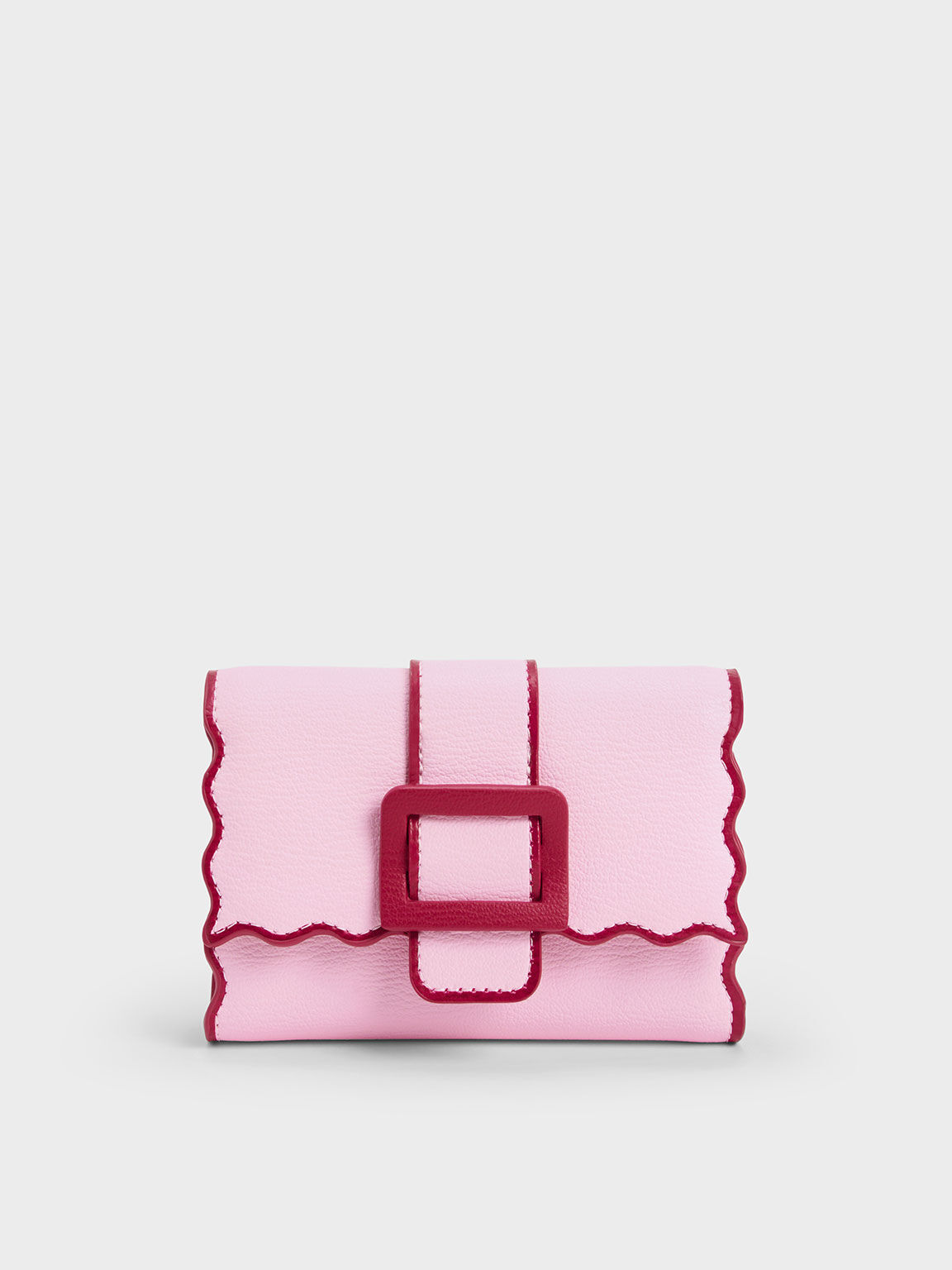 Waverly Scallop-Trim Wallet, Pink, hi-res