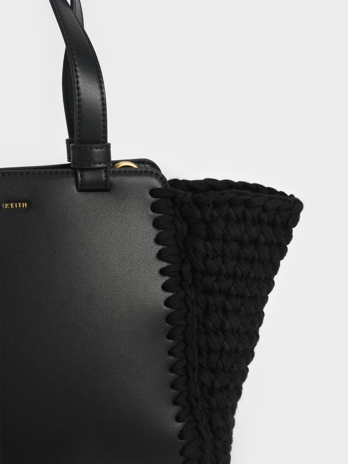 Crochet Tote Bag, Black, hi-res