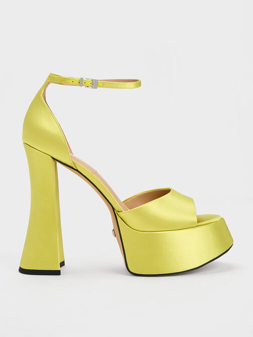 Michelle Recycled Polyester Platform Sandals, Lime, hi-res