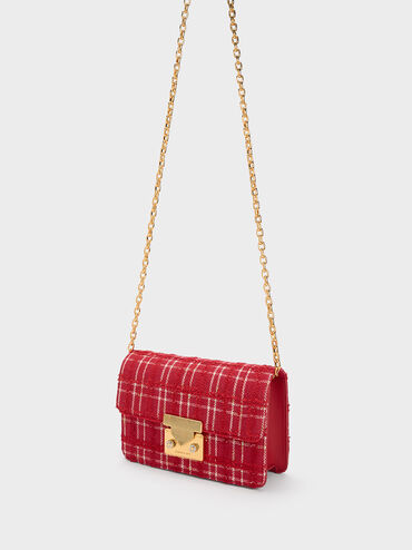 Bolso Boxy Eudora De Tweed, Rojo, hi-res