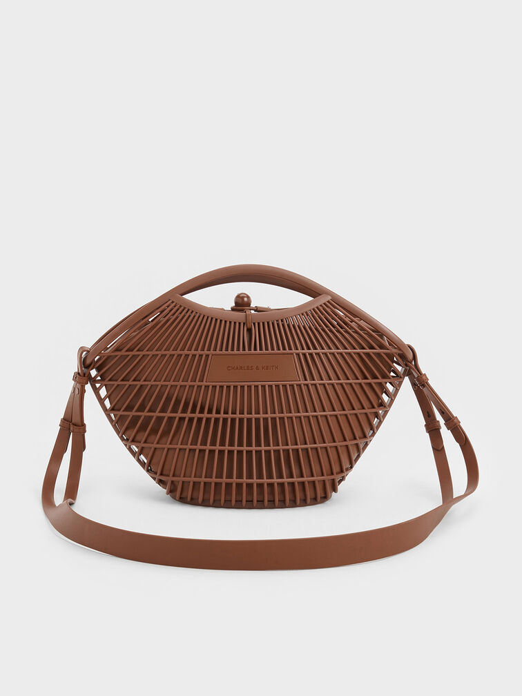 Calypso Fan Curved-Handle Bag, Chocolate, hi-res