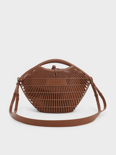 Calypso Fan Curved-Handle Bag, Chocolate, hi-res