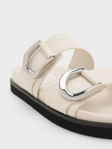 Sandalias de cuero con hebilla Gabine, Blanco tiza, hi-res