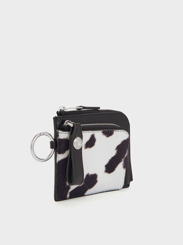Vega Furry Cow-Print Zip-Around Pouch, Multi, hi-res