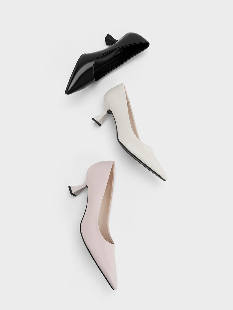 Pointed-Toe Flare Heel Pumps, Nude, hi-res