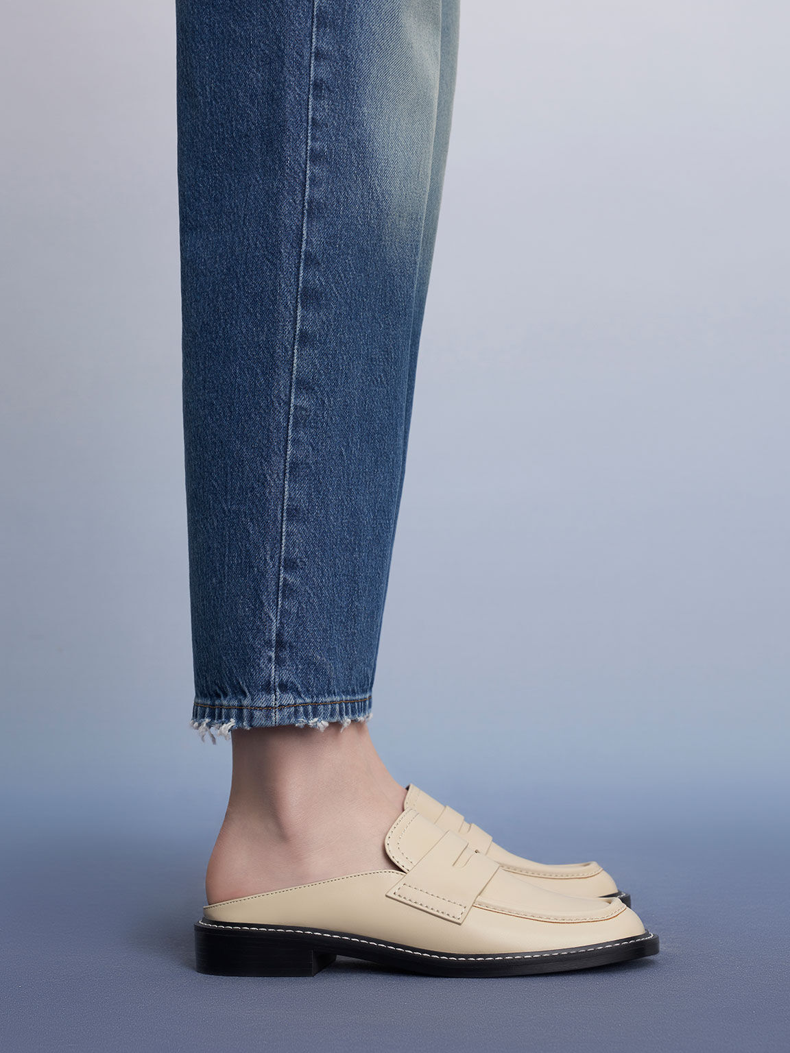 Stitch-Trim Penny Mules, Sand, hi-res