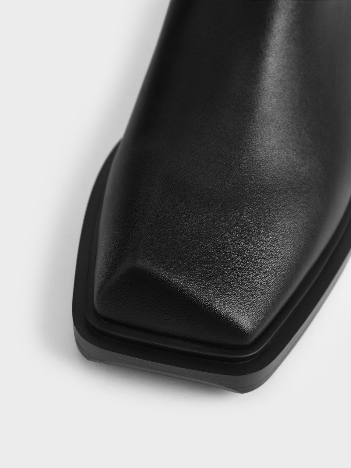 Square Toe Knee High Boots, Black, hi-res