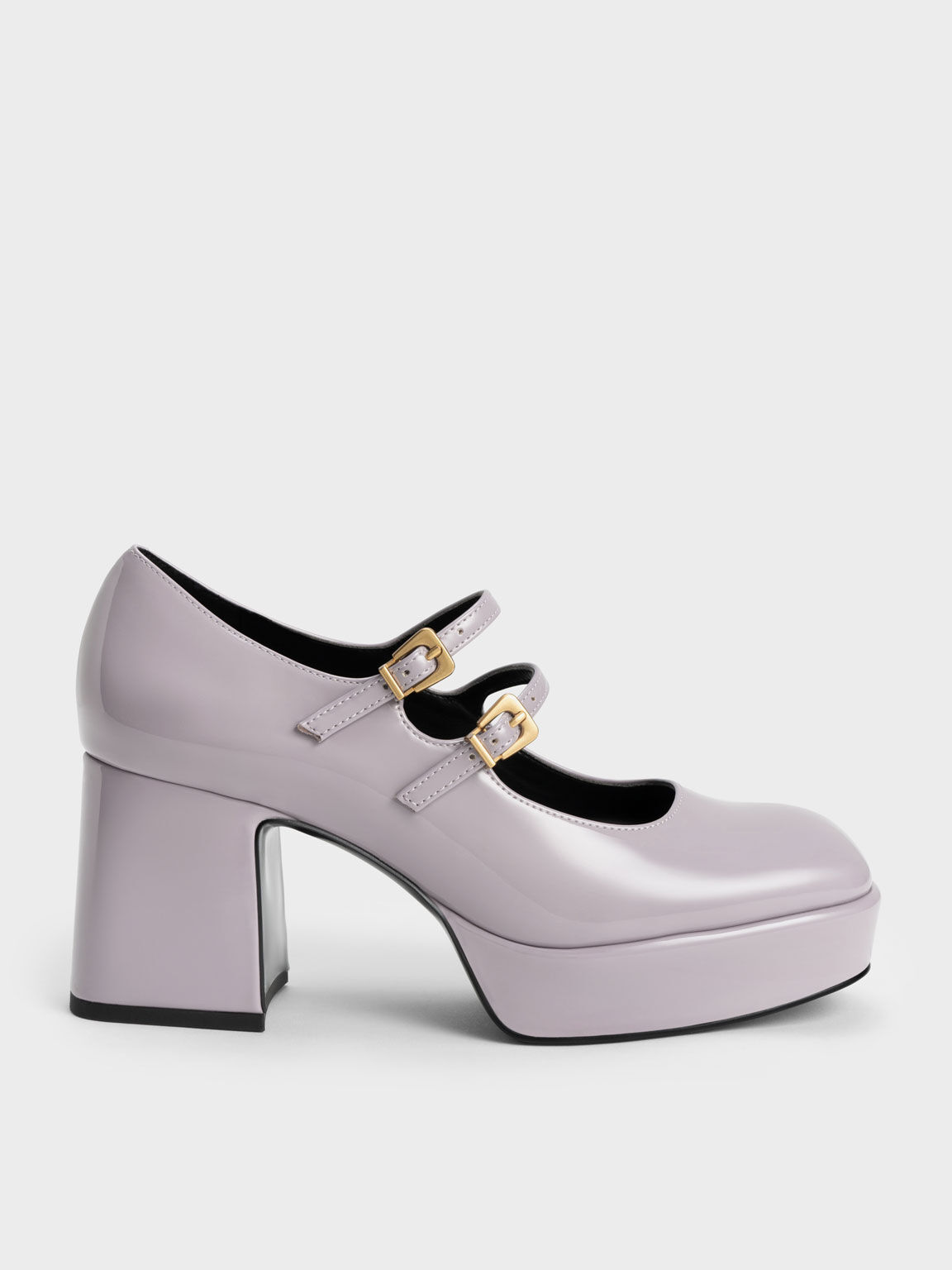 雙帶厚底瑪莉珍鞋, 淺紫灰, hi-res