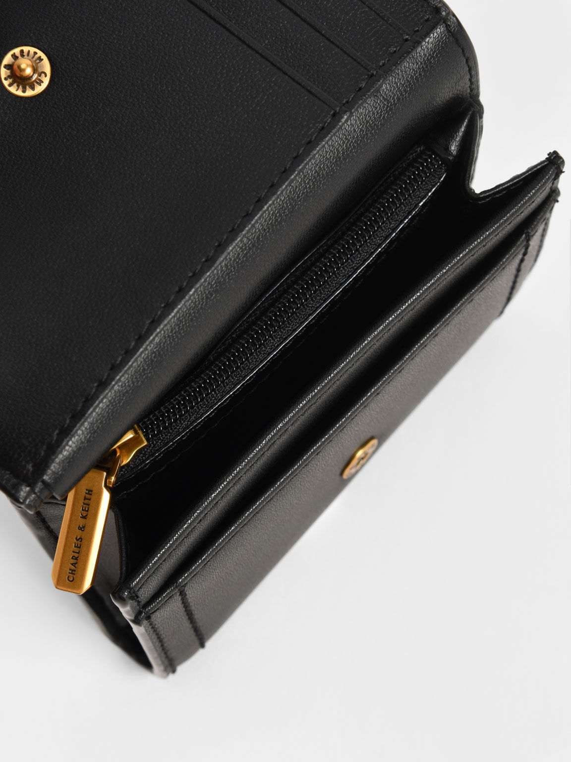 Black Sonnet Snap-Button Small Wallet - CHARLES & KEITH LK