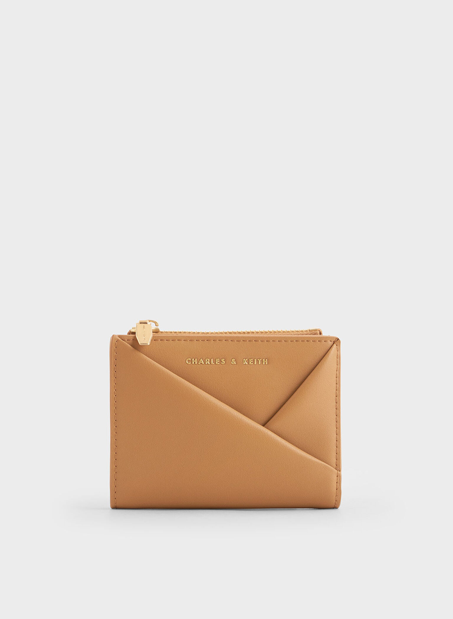 Carteira Midori Geométrica com Top Zip, Camel, hi-res