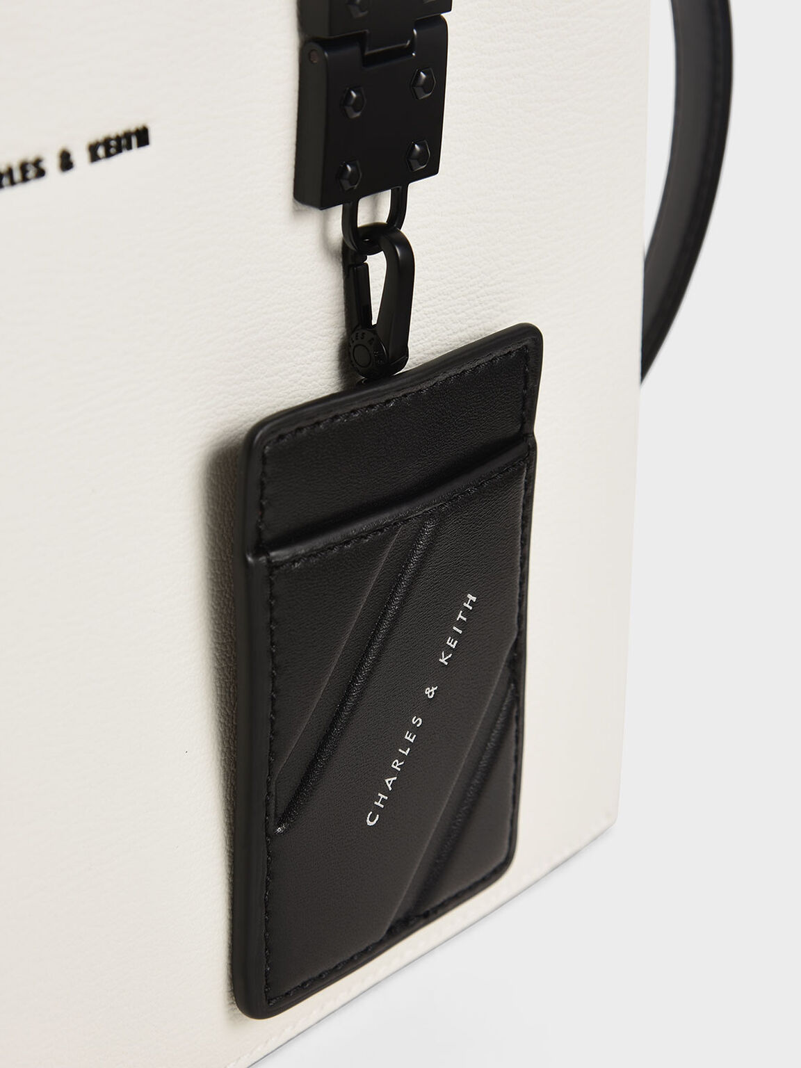 Double Top Handle Structured Bag, White, hi-res