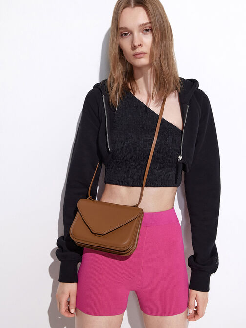 Camelia Envelope Crossbody Bag, Chocolate, hi-res