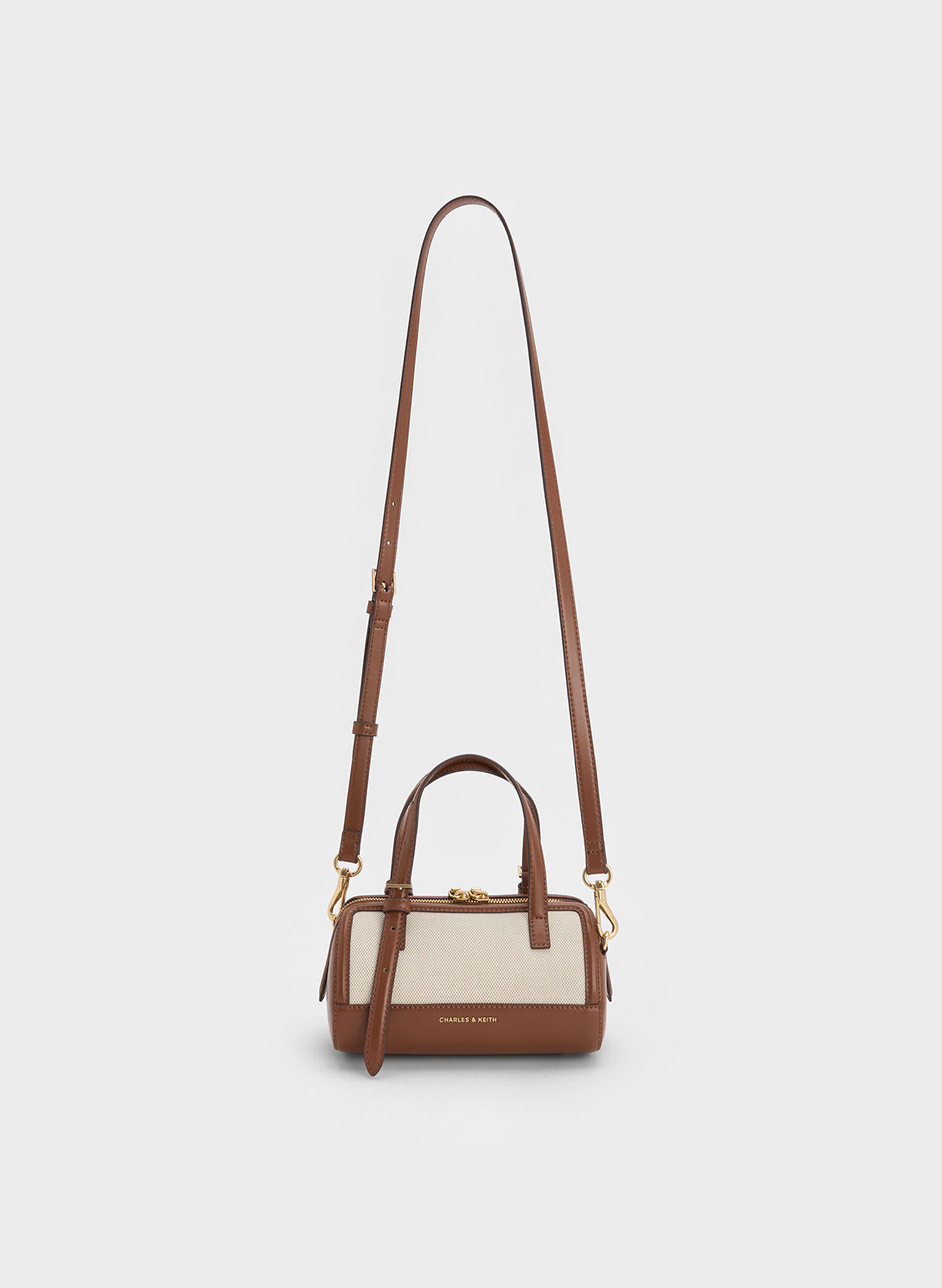 Enola Canvas Two-Tone Bowling Bag, Chocolate, hi-res