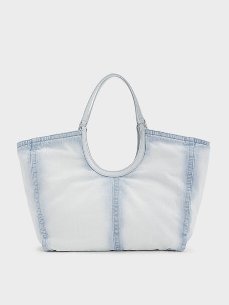 Ivette Denim Tote Bag, Light Washed Denim, hi-res