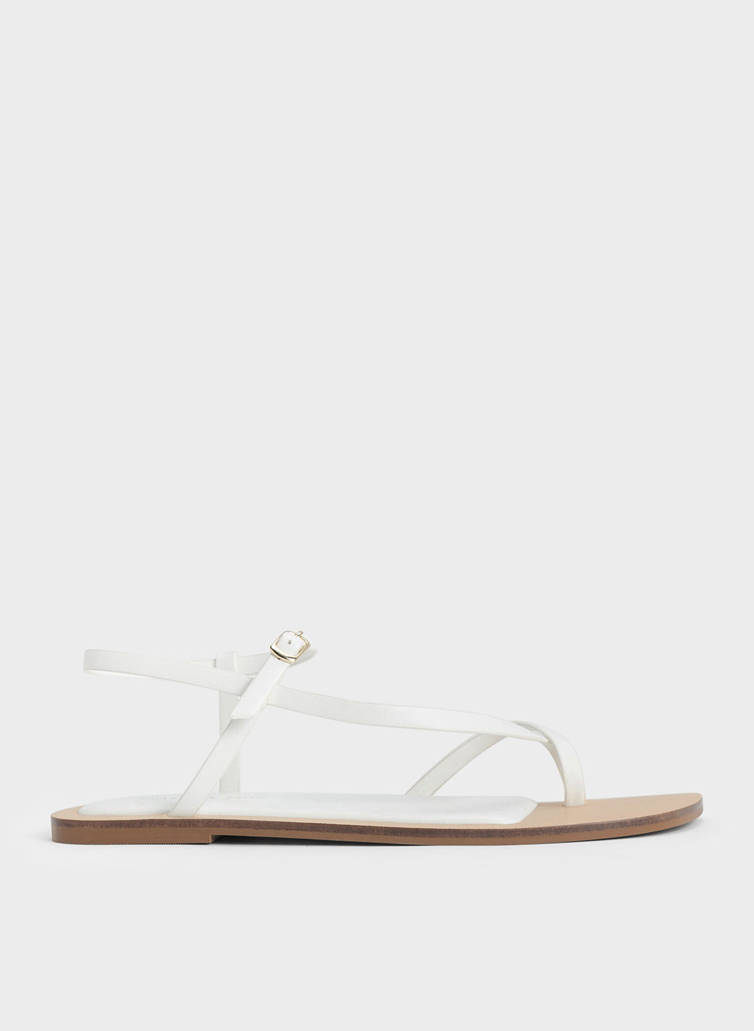 White Asymmetric Toe Ring Sandals - CHARLES & KEITH SG