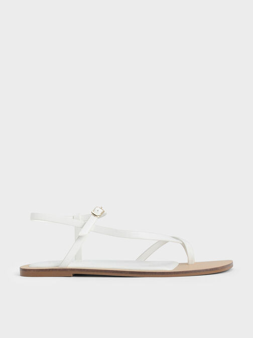 Asymmetric Toe Ring Sandals, White, hi-res