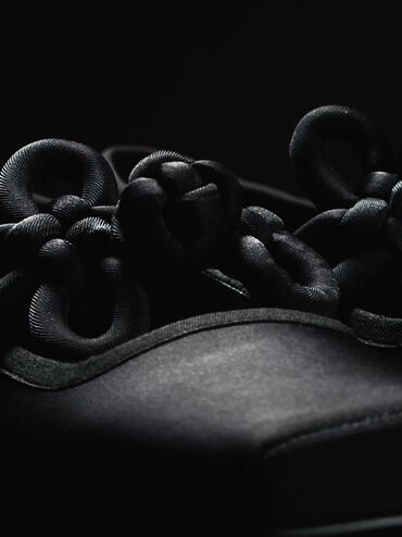 Clover-Knot Mary Jane Flats, Black Textured, hi-res