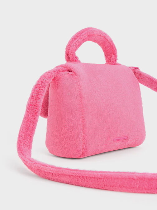 Bolso Loey texturizado con asa superior, Rosa, hi-res