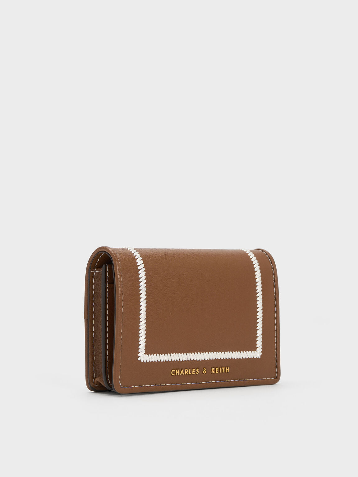 Chocolate Astra Contrast Trim Wallet - CHARLES & KEITH OM
