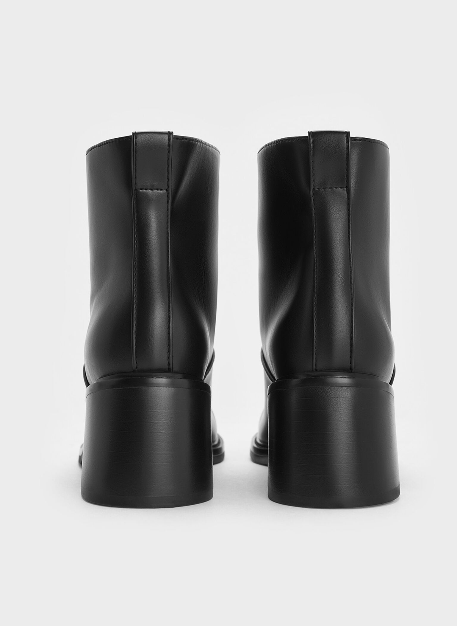 Stitch-Trim Block-Heel Ankle Boots, Black, hi-res