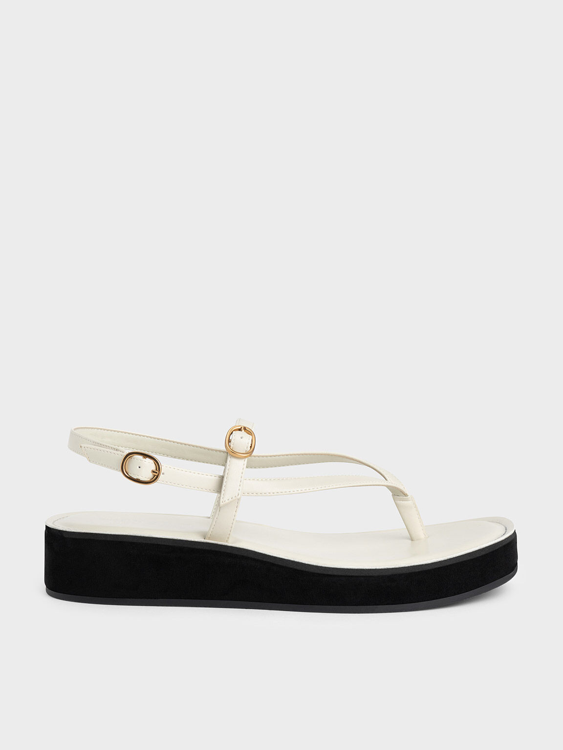 Strappy Flatform Thong Sandals, Chalk, hi-res