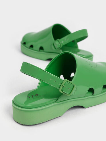 兒童愛心漆皮穆勒鞋, 綠色, hi-res