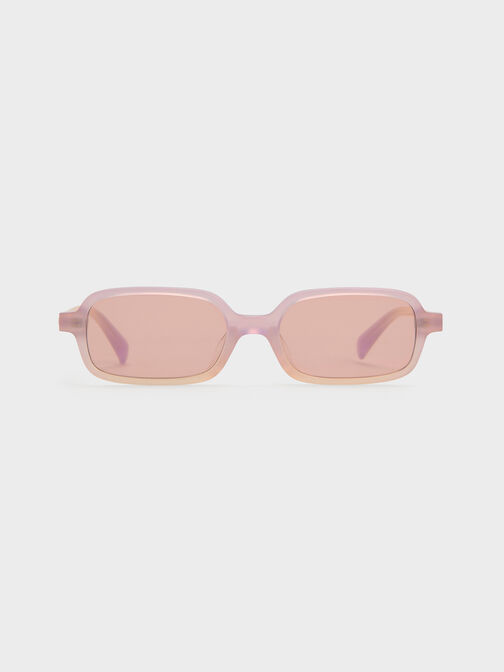 Bree Recycled Acetate Rectangular Sunglasses, Jelly Pink, hi-res