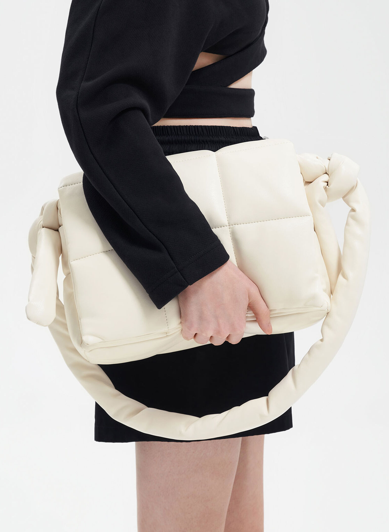 Errya Quilted Puffy Crossbody Bag, Cream, hi-res