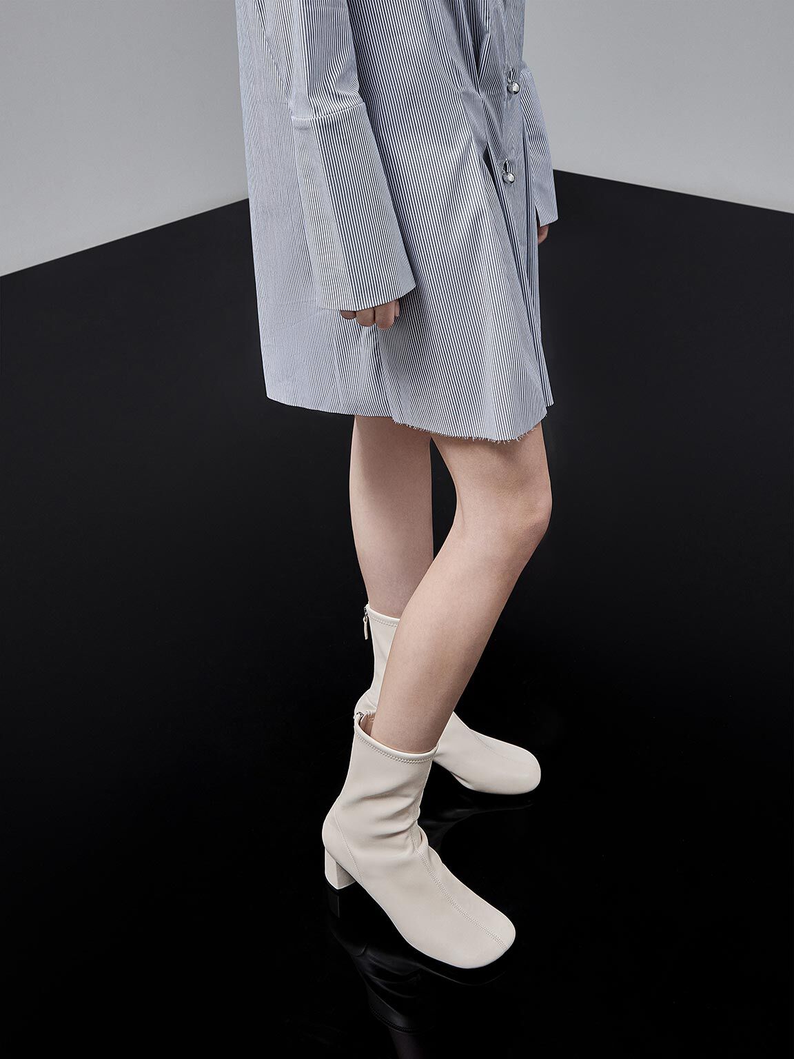 Round-Toe Zip-Up Ankle Boots, Chalk, hi-res