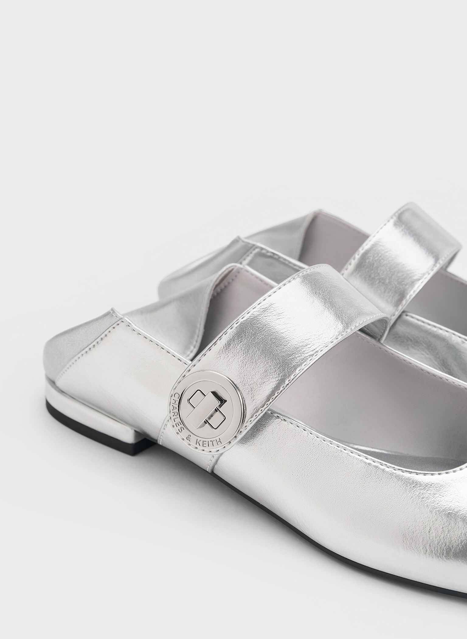 Yara Metallic Mary Jane Flats, Silver, hi-res