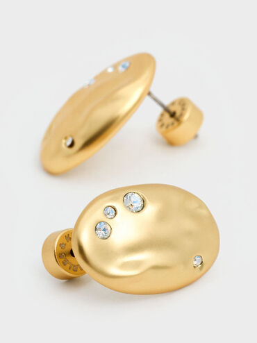 Pendientes esculturales Ottilie, Dorado pulido, hi-res