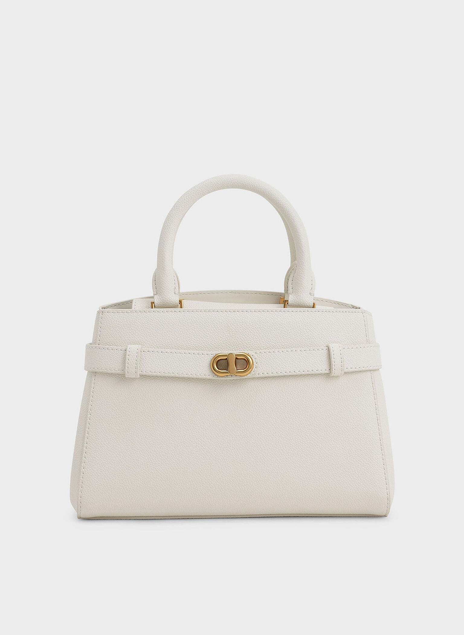 Cream Aubrielle Metallic-Accent Belted Bag - CHARLES & KEITH PH