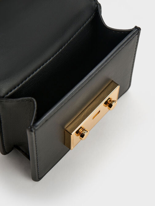 Micro Charm-Embellished Clutch, Black, hi-res