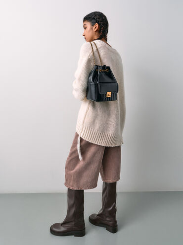 Mochila Donna de efecto arrugado, Negro, hi-res