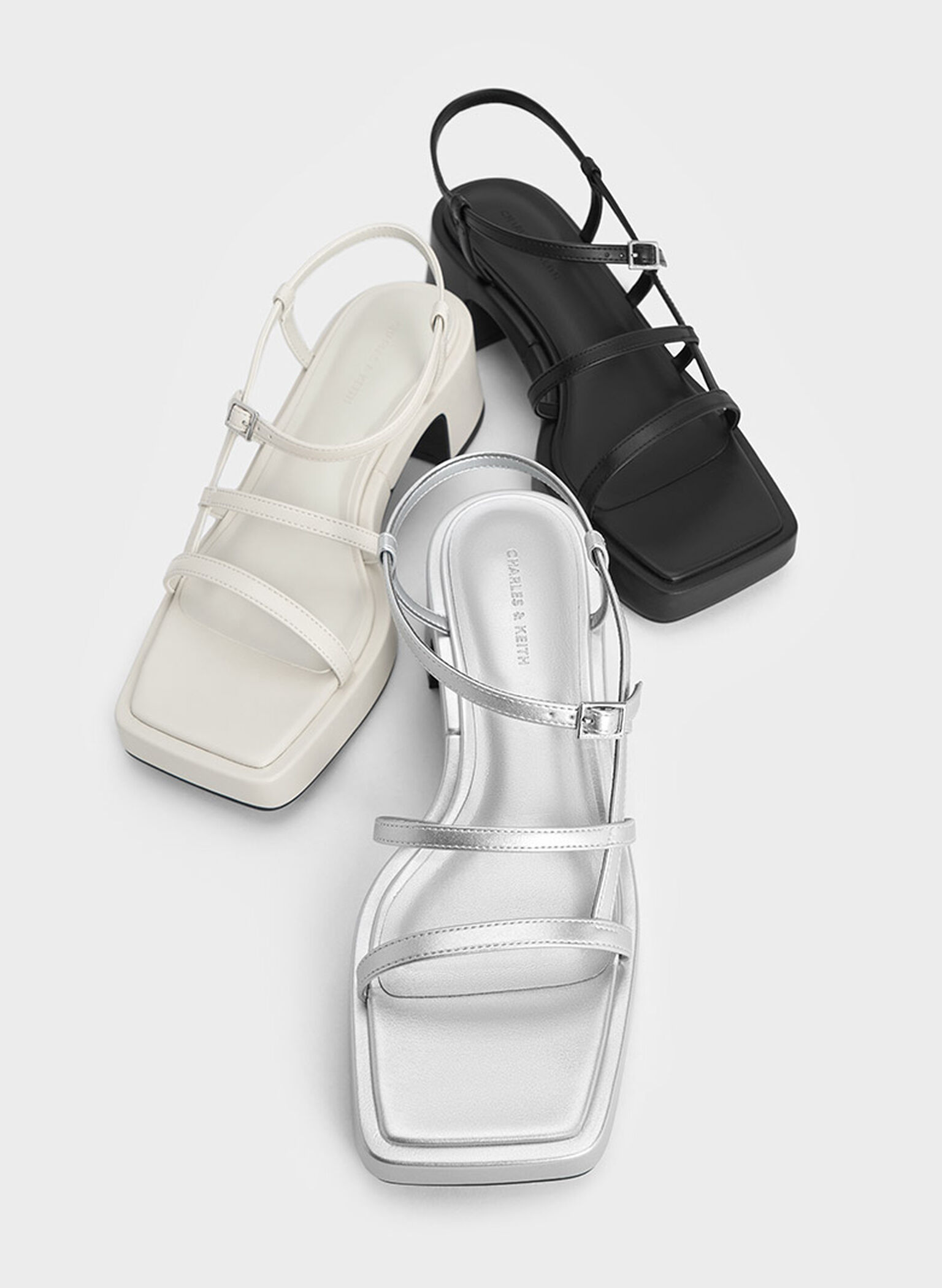 Selene Strappy Sandals, Silver, hi-res