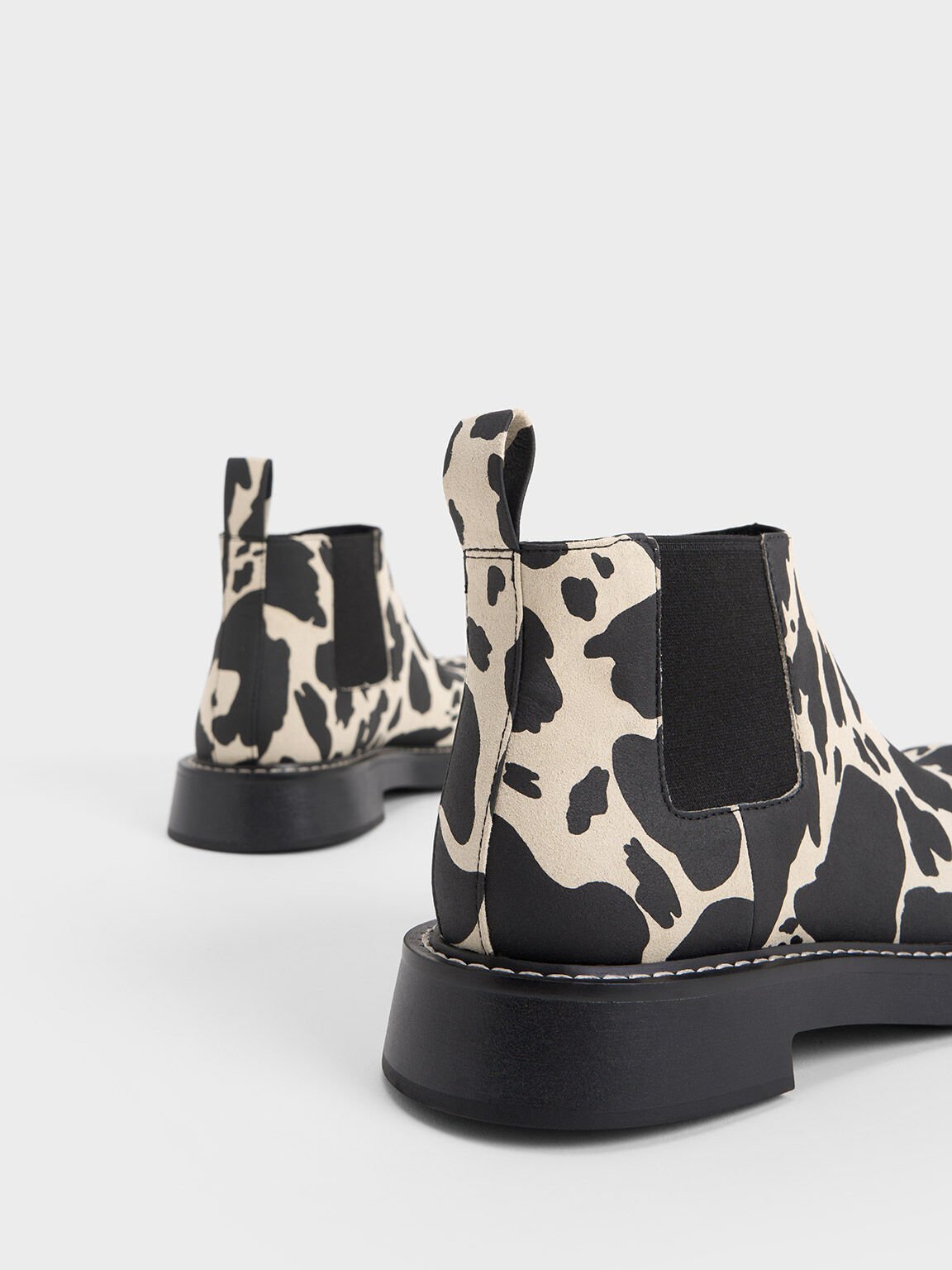 Penelope Cow-Print Pull-Tab Chelsea Boots, Animal Print Natural, hi-res