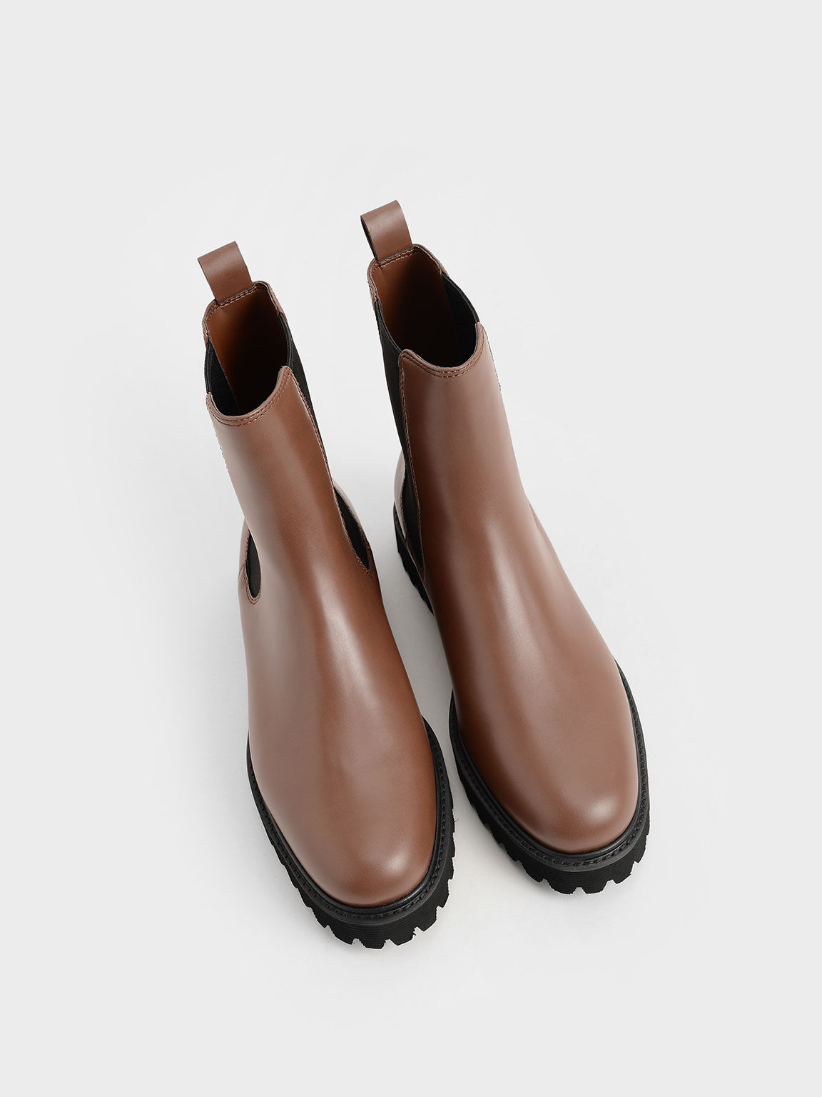 Cognac Cleated Chelsea Boots - CHARLES US