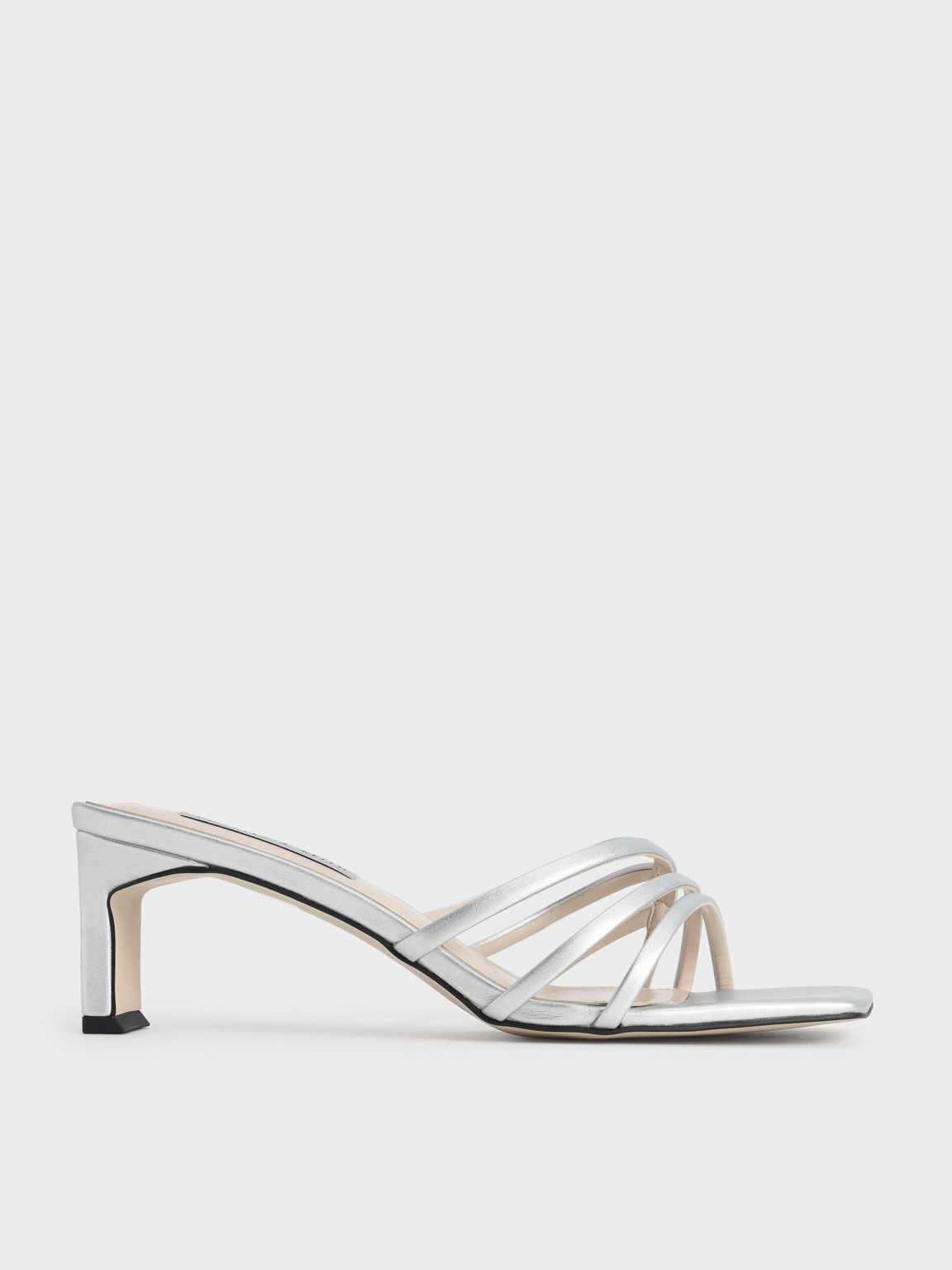 Asymmetric Strappy Sandals, Silver, hi-res